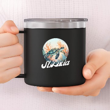 Discover Turtle Pet St Lucia Patriotic Turtle Illustration Zip 14oz Stainless Steel Tumblers