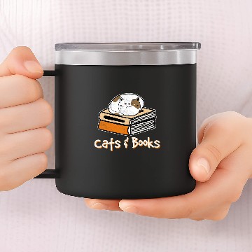 Discover Book Fun Cats Books Cat Lover Bookworm Cat Mom Book Reader Reading Baseball Tees 14oz Stainless Steel Tumblers
