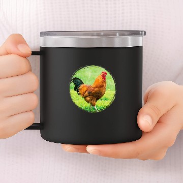 Discover Chicken Pet Rooster on the Grass Baseball Tees 14oz Stainless Steel Tumblers