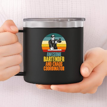 Discover Awesome Bartender and Chaos Coordinator Bartender Baseball Tees 14oz Stainless Steel Tumblers