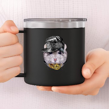 Discover Hamster Pet Grey Dwarf Hamster wearing Hip Hop Rapper Cap 14oz Stainless Steel Tumblers