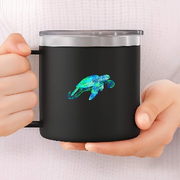 Discover Turtle Pet Green Sea Turtle Animal Art Baseball Tees 14oz Stainless Steel Tumblers