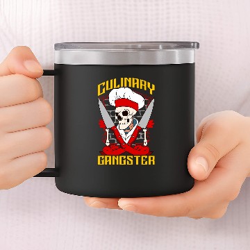 Discover Culinary Gangster Chef Skull knifes Cooking Pro 14oz Stainless Steel Tumblers