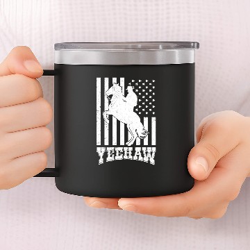 Discover Horse Pet Yeehaw Cowboy Rodeo Horse Bull Riding For Men Women Kids 14oz Stainless Steel Tumblers