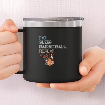 Discover Eat Sleep Basketball Repeat Apparel Basketball Coach Zip 14oz Stainless Steel Tumblers