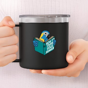 Discover Book Fun Train Your Human I Book Parrot I Bluethroated Macaw 14oz Stainless Steel Tumblers