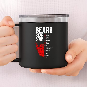 Discover Truck Fun Beard Size Chart Hipster Joke Caveman Trucker Hippy 14oz Stainless Steel Tumblers