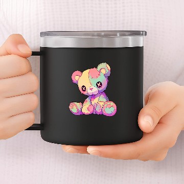Discover Bear Pet Kawaii Pastel Goth Creepy Cute Witchy Patchwork Teddy Bear 14oz Stainless Steel Tumblers