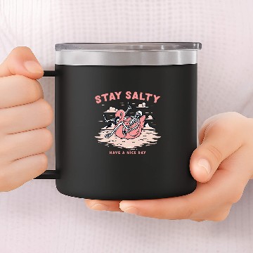 Discover Flamingo Pet Stay Salty Baseball Tees 14oz Stainless Steel Tumblers