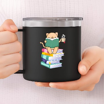 Discover Book Fun Kitten Tea Cat Owners Kitty Lover Meow Book Baseball Tees 14oz Stainless Steel Tumblers