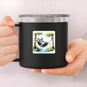 Discover Panda Pet Relaxing In Hammock Between Bamboo Trees Stream Rest Zip 14oz Stainless Steel Tumblers
