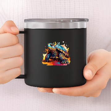Discover Eastern Box Turtle Lover Colorful Splash Art 14oz Stainless Steel Tumblers