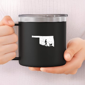 Discover Australian Shepherd Walking Oklahoma Dog Lover 14oz Stainless Steel Tumblers
