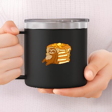 Discover Sloth Pet Eating Pancakes Pancake Waffle Breakfast Brunch 14oz Stainless Steel Tumblers