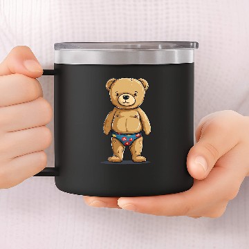 Discover Bear Pet Funny Pool Bear for Vacation and swimming trunks Lovers Baseball Tees 14oz Stainless Steel Tumblers