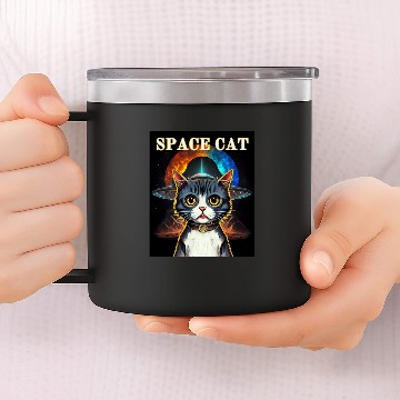 Discover Alien UFO Cat Meme 14oz Stainless Steel Tumblers