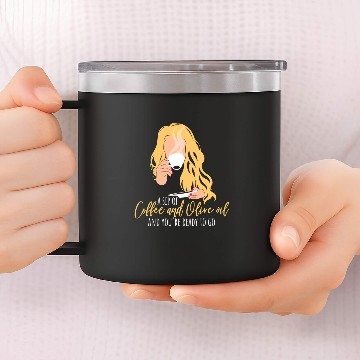 Discover Coffee Fun and Olive Oil Baseball Tees 14oz Stainless Steel Tumblers