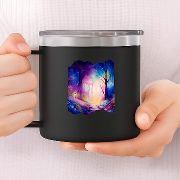 Discover Boho Chic Enchanted Forest Rainbow Watercolor Sky Baseball Tees 14oz Stainless Steel Tumblers