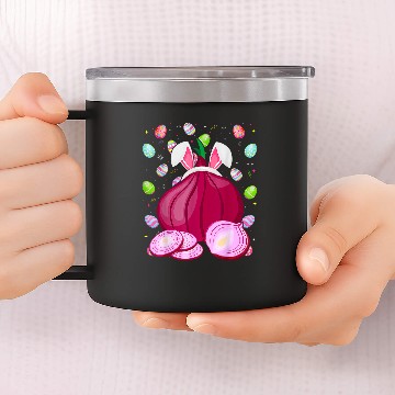 Discover Funny Easter Onion Easter Bunny Ears Easter Eggs Hunting 14oz Stainless Steel Tumblers