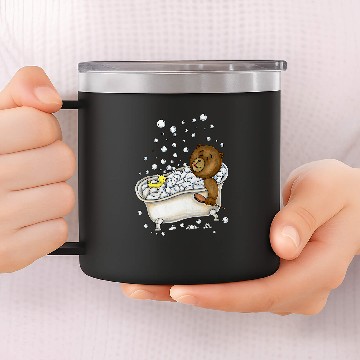 Discover Bear Pet Teddy Bear Bubble Bath with Rubber Ducky 14oz Stainless Steel Tumblers