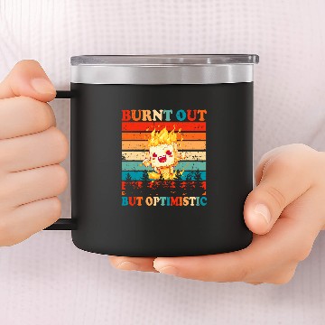Discover Burnt Out But Optimistic Marshmallow Retro Sunset Camping 2 14oz Stainless Steel Tumblers