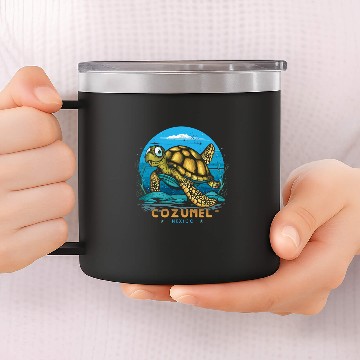 Discover Turtle Pet Cozumel Mexico Sea Turtle Baseball Tees 14oz Stainless Steel Tumblers