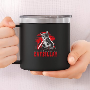 Discover Beware Catzilla Laser Cat Zip 14oz Stainless Steel Tumblers