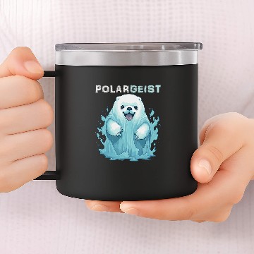 Discover Funny Polar Bear Halloween Poltergeist ghosts Pun Item 14oz Stainless Steel Tumblers