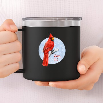 Discover Bear Pet Bear DE Pride Red Cardinal Birder Birdwatching 14oz Stainless Steel Tumblers
