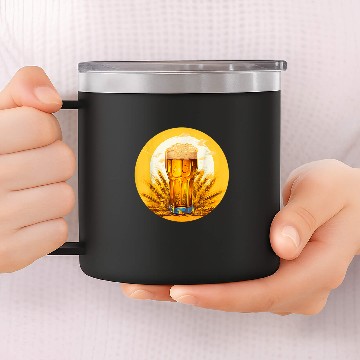 Discover Beer Fun Cool Draught Beer with Wheat Cereal Costume Zip 14oz Stainless Steel Tumblers