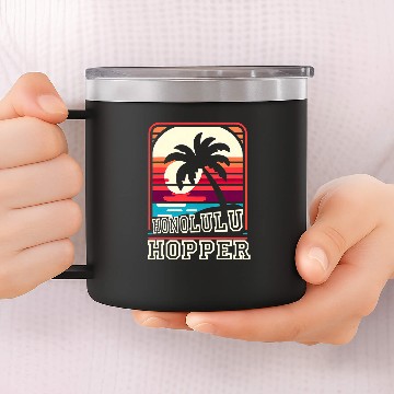 Discover Honolulu Hopper Retro Funny Graphic Tees Zip 14oz Stainless Steel Tumblers