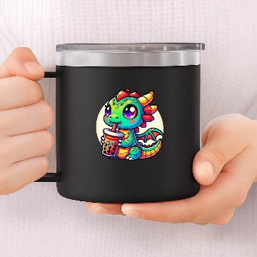 Discover Dragon Pet Kawaii Dragon Anime Boba Tea Bubble Milk Tea Kids 14oz Stainless Steel Tumblers