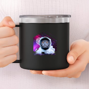 Discover Astronaut Cat Astronomy Galaxy Cat Astronaut Zip 14oz Stainless Steel Tumblers