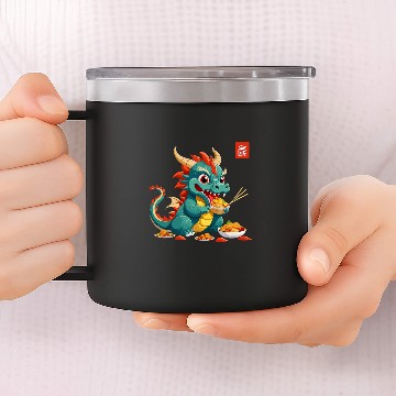 Discover Dragon Pet Eating Chinese Dragon 14oz Stainless Steel Tumblers