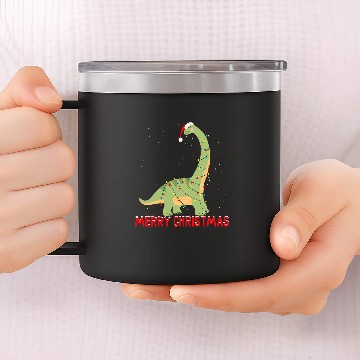 Discover Cute Brontosaurus Christmas Tree Lights 14oz Stainless Steel Tumblers