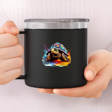 Discover Colorful Box Turtle Lover Splash Art 14oz Stainless Steel Tumblers