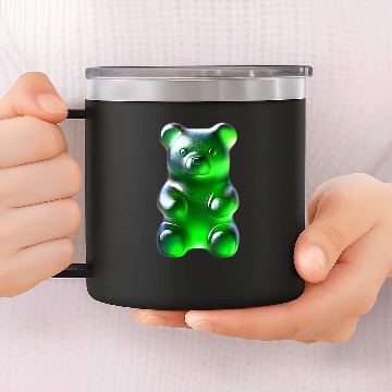 Discover Bear Pet Green Gummy Bear 14oz Stainless Steel Tumblers