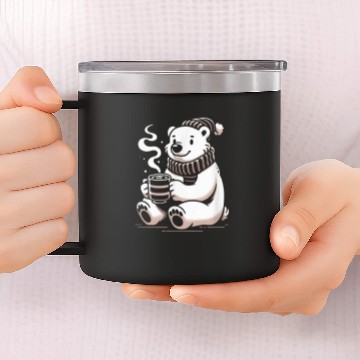 Discover Bear Pet Cozy Polar Bear Hot Chocolate Baseball Tees 14oz Stainless Steel Tumblers