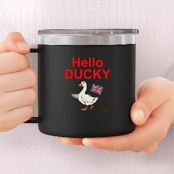 Discover Duck Pet Hello Ducky Duck Union Jack Flag 14oz Stainless Steel Tumblers