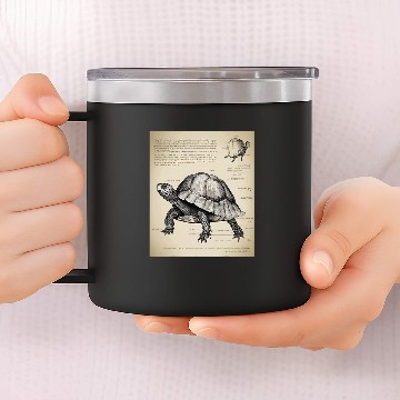 Discover Turtle Pet Box Turtle Structural Blueprint 14oz Stainless Steel Tumblers