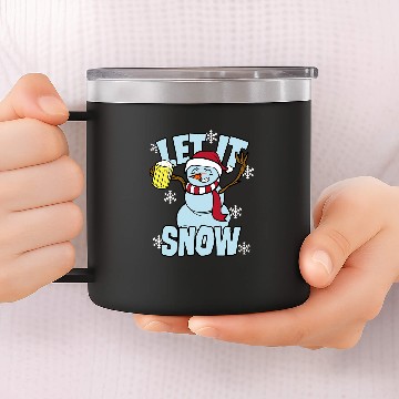 Discover Beer Fun Drinking Snowman Let It Snow 14oz Stainless Steel Tumblers
