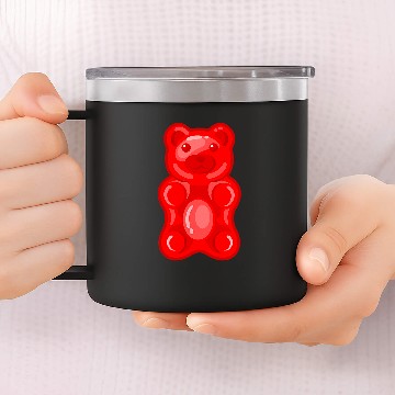 Discover Bear Pet Red Gummy Bear Candy 14oz Stainless Steel Tumblers