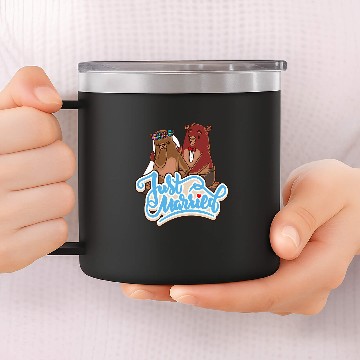 Discover Bear Pet Cute bear couple which is just married 14oz Stainless Steel Tumblers