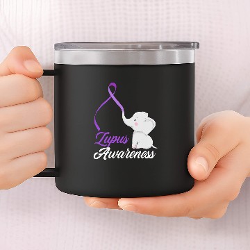 Discover Elephant Pet Purple Ribbon Lupus Warrior Cute Lupus Awareness Zip 14oz Stainless Steel Tumblers