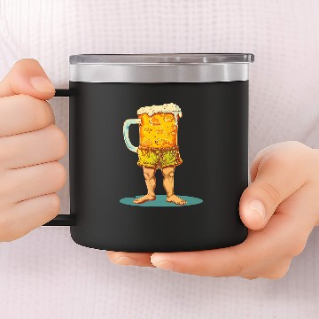 Discover Beer Fun Vacation Beer in Swim Trunks Costume 14oz Stainless Steel Tumblers