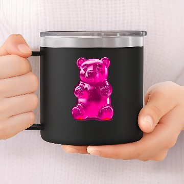 Discover Bear Pet Pink Gummy Bear Baseball Tees 14oz Stainless Steel Tumblers