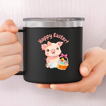Discover Easter Bunny Spring Pig bow Egg Hunting Basket Baseball Tees 14oz Stainless Steel Tumblers