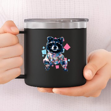 Discover Raccoon Pet In Collared Funny Meme 14oz Stainless Steel Tumblers