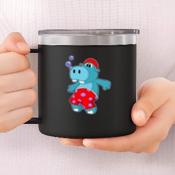 Discover Hippo Pet Swimming Swim trunks Baseball Tees 14oz Stainless Steel Tumblers