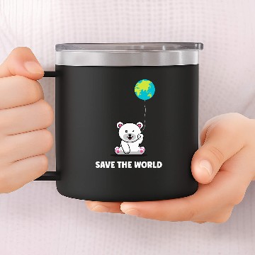 Discover Bear Pet Polar Bear Earth Day Everyday Hour 14oz Stainless Steel Tumblers